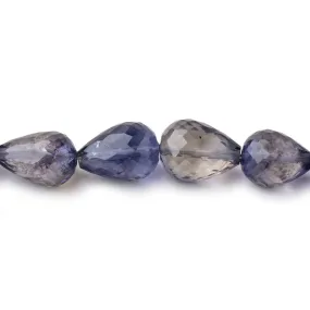 10x8-12x10mm Iolite straight drilled faceted tear drop Beads 8 inch 18 pieces