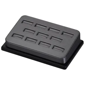 11-Slot Square Ring Displays in Steel Gray & Onyx, 6.5" L x 4.5" W