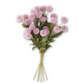 13in Light Purple Pompom Bundle With Green Eva Leaves