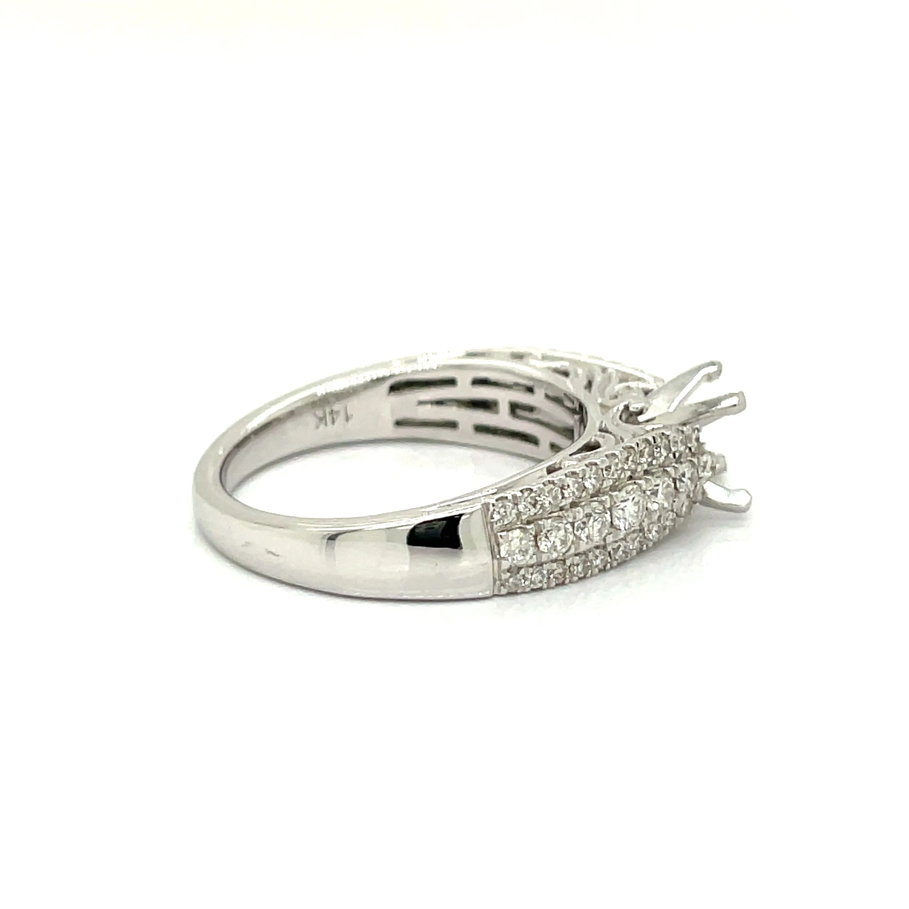 14K White Gold .63 cttw Diamond Semi Mount Ring 02343