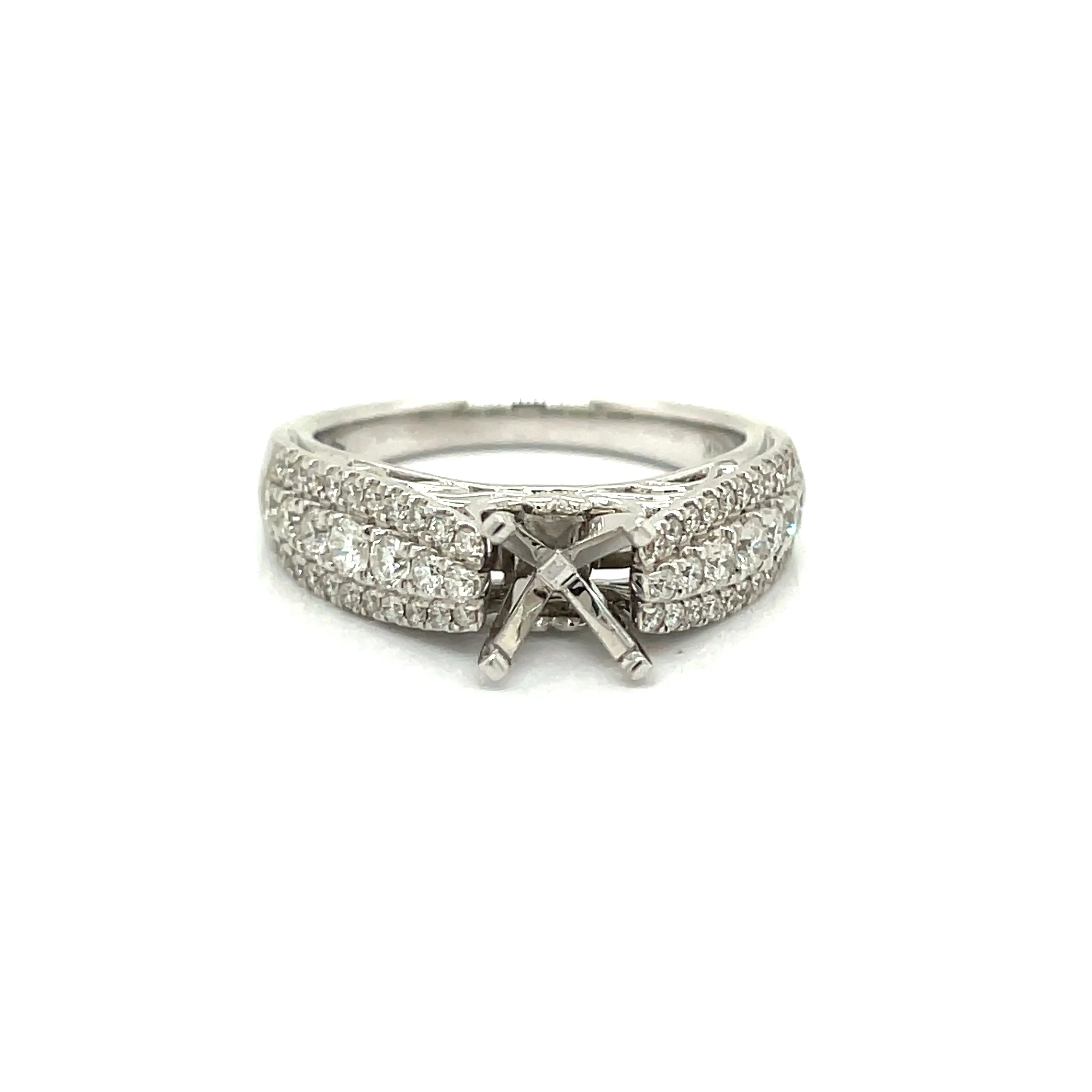 14K White Gold .63 cttw Diamond Semi Mount Ring 02343