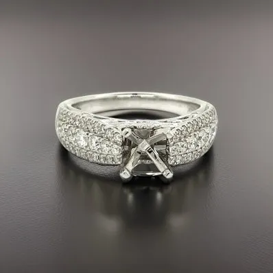 14K White Gold .63 cttw Diamond Semi Mount Ring 02343