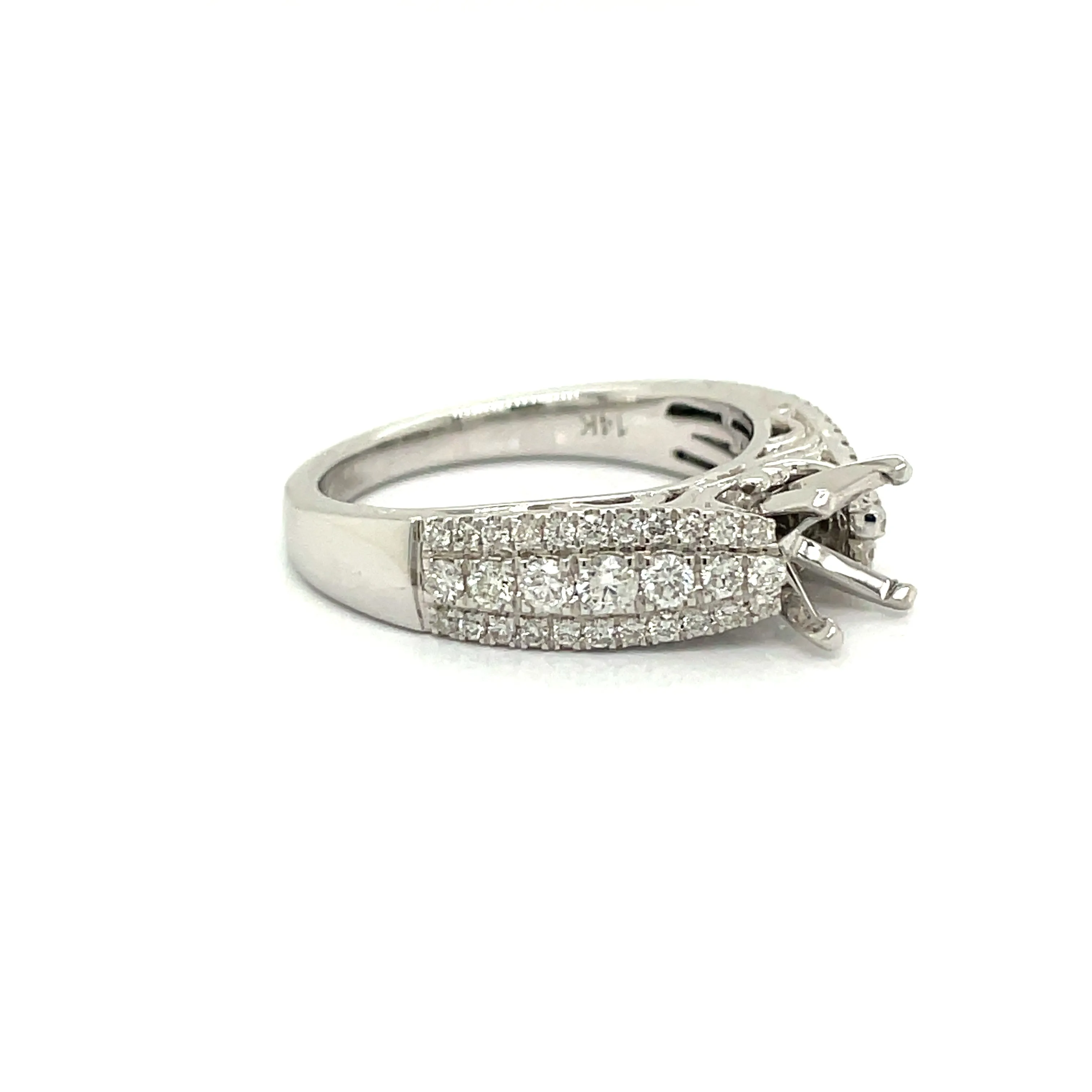 14K White Gold .63 cttw Diamond Semi Mount Ring 02343