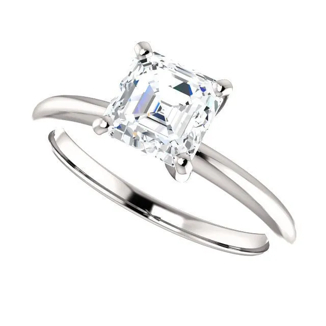 14KT GOLD 1.00 CARAT ASSCHER DIAMOND SOLITAIRE RING