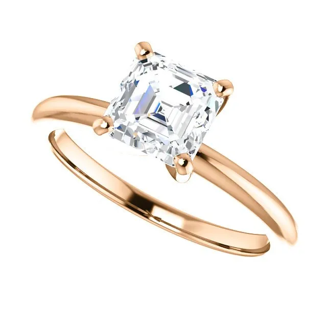 14KT GOLD 1.00 CARAT ASSCHER DIAMOND SOLITAIRE RING