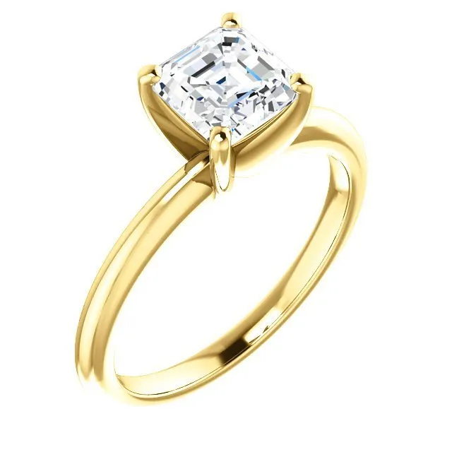 14KT GOLD 1.00 CARAT ASSCHER DIAMOND SOLITAIRE RING