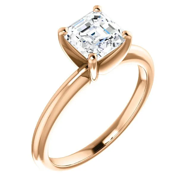 14KT GOLD 1.00 CARAT ASSCHER DIAMOND SOLITAIRE RING