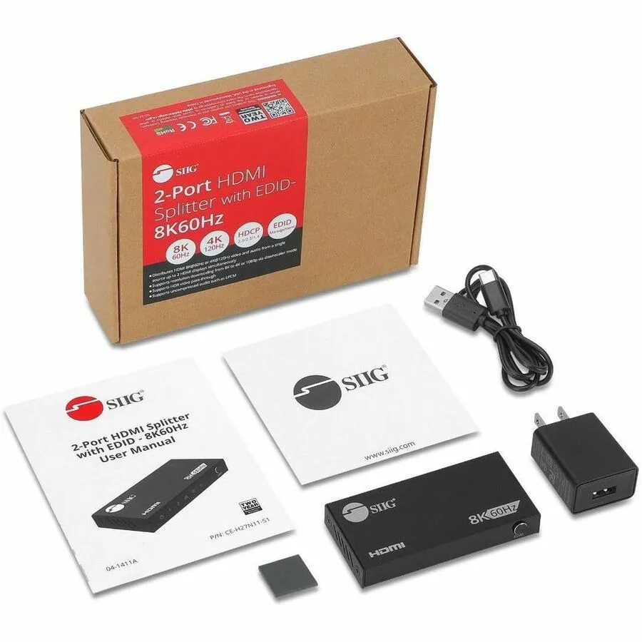1x2 8K60Hz HDMI Splitter with VRR/ALLM - 40G - EDID management - Down scaler - 1x2 8K@60Hz