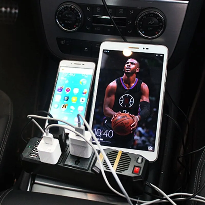 200W Car 4 Port USB 12V DC to AC 220V Vehicle Power