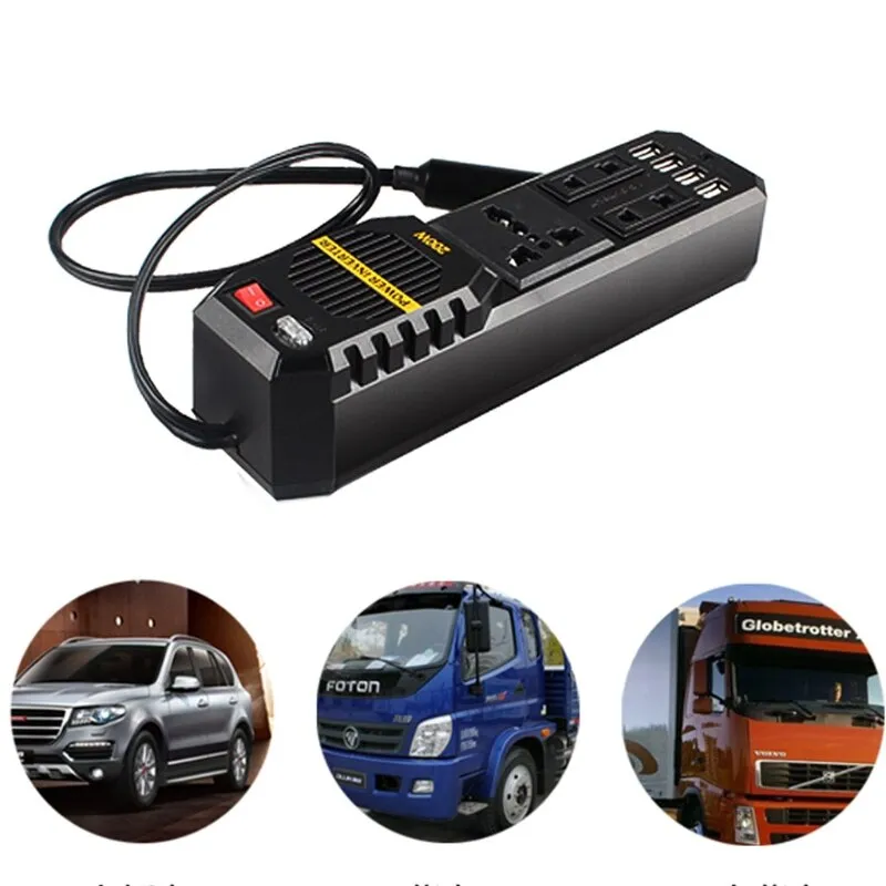 200W Car 4 Port USB 12V DC to AC 220V Vehicle Power