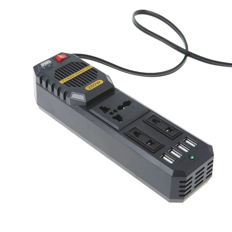 200W Car 4 Port USB 12V DC to AC 220V Vehicle Power