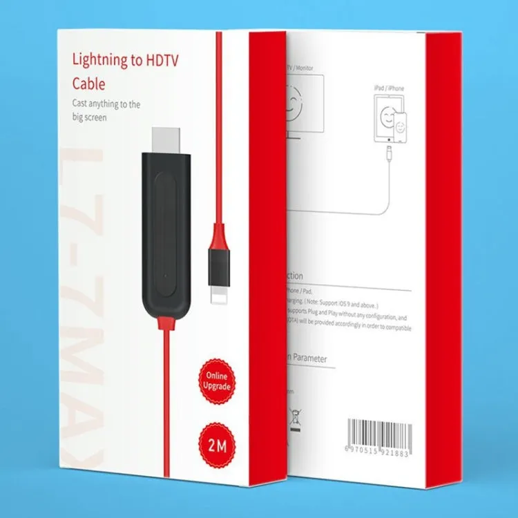 2m 8 Pin to HDMI Adapter Cable Video Sync Screen Converter for iPad iPhone