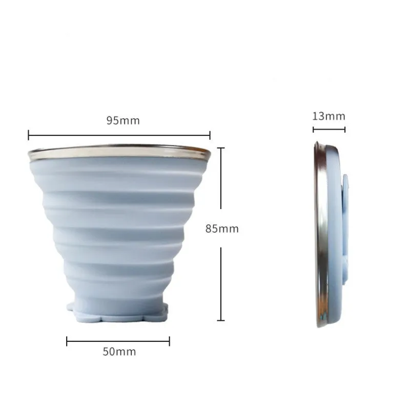 320ml Portable Collapsible Silicone Water Cup Telescopic Folding Mug Outdoor Foldable With Buckle & Cover For Travel