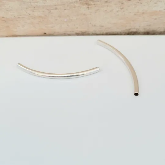 35 mm .925 Sterling Silver Curved Tube / 4 Pieces
