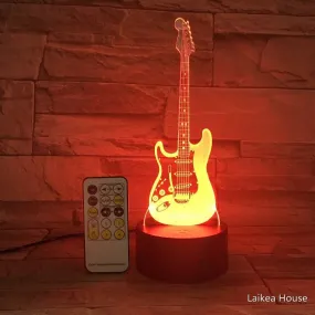 3D Guitar Shape Led USB Night Lighting For Indoor Decorations