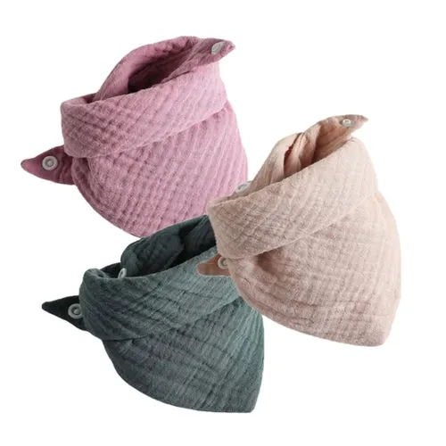 3Pcs/lot Baby Muslin Bibs  Soft Cotton Solid Color Bibs Saliva Towel