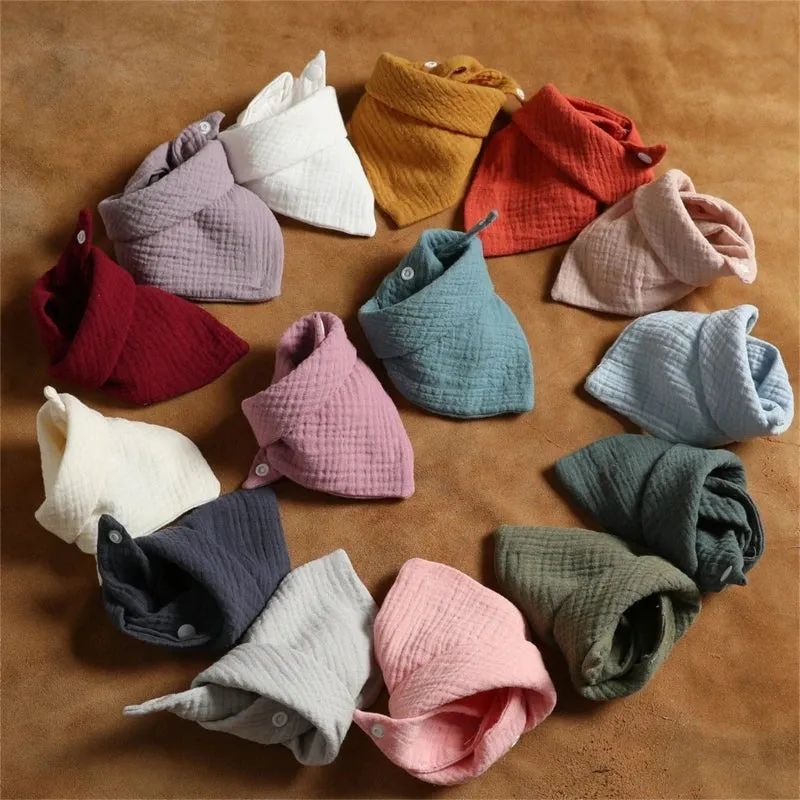 3Pcs/lot Baby Muslin Bibs  Soft Cotton Solid Color Bibs Saliva Towel