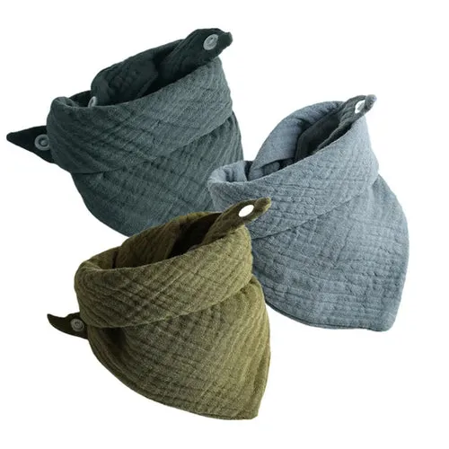3Pcs/lot Baby Muslin Bibs  Soft Cotton Solid Color Bibs Saliva Towel