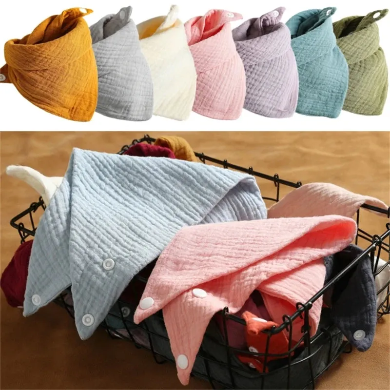 3Pcs/lot Baby Muslin Bibs  Soft Cotton Solid Color Bibs Saliva Towel