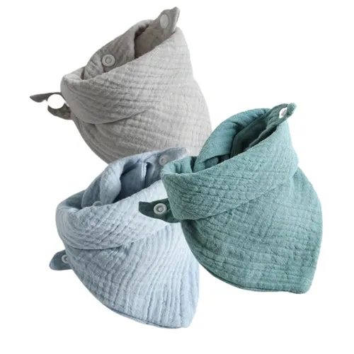 3Pcs/lot Baby Muslin Bibs  Soft Cotton Solid Color Bibs Saliva Towel