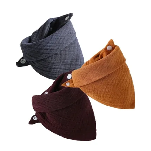 3Pcs/lot Baby Muslin Bibs  Soft Cotton Solid Color Bibs Saliva Towel