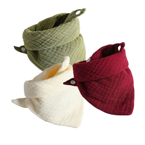 3Pcs/lot Baby Muslin Bibs  Soft Cotton Solid Color Bibs Saliva Towel