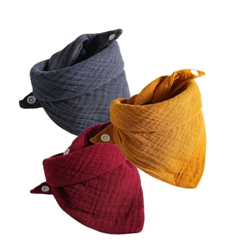 3Pcs/lot Baby Muslin Bibs  Soft Cotton Solid Color Bibs Saliva Towel