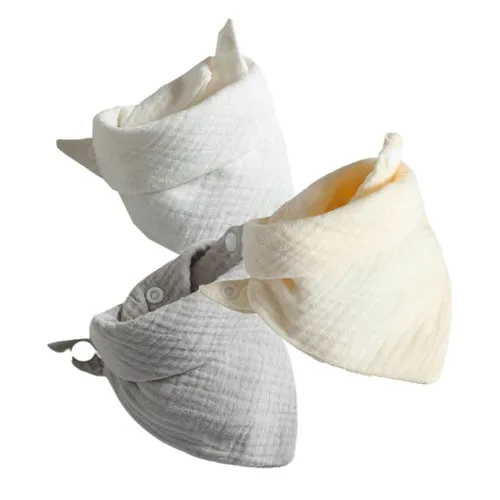 3Pcs/lot Baby Muslin Bibs  Soft Cotton Solid Color Bibs Saliva Towel