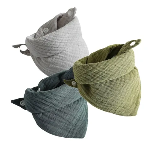 3Pcs/lot Baby Muslin Bibs  Soft Cotton Solid Color Bibs Saliva Towel