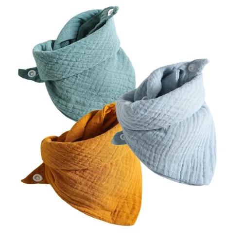 3Pcs/lot Baby Muslin Bibs  Soft Cotton Solid Color Bibs Saliva Towel
