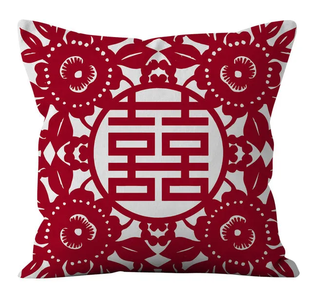 45 x 45 cm Happy Lucky Cushion Covers For Chinese Wedding