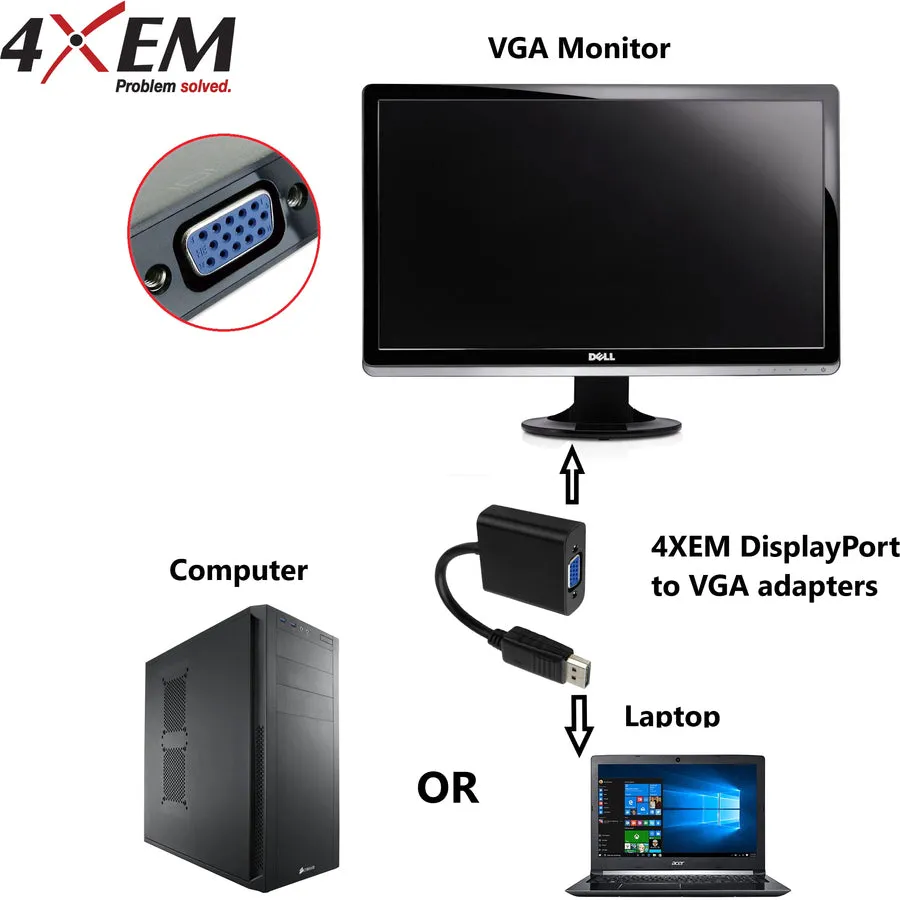 4XEM 15FT DisplayPort To VGA Adapter Cable - Black 4XDPMVGAM15FT