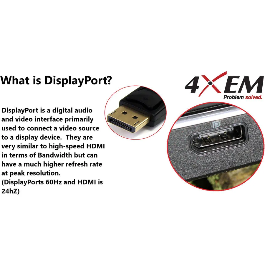 4XEM 15FT DisplayPort To VGA Adapter Cable - Black 4XDPMVGAM15FT