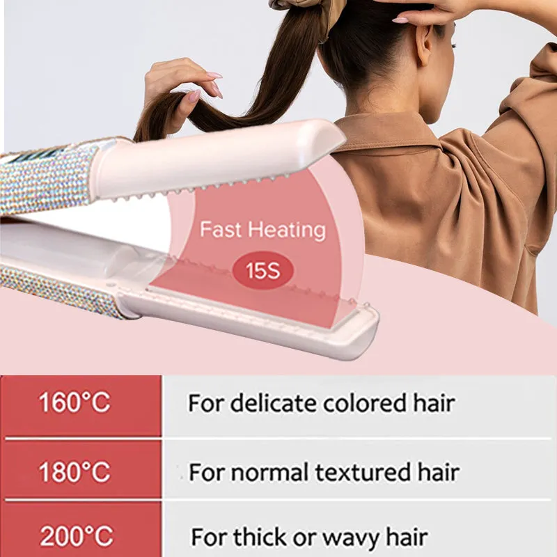 🔥50% OFF🔥 Long-Lasting Straightening & Curling Hair Iron with Gorgeous Rhinestone