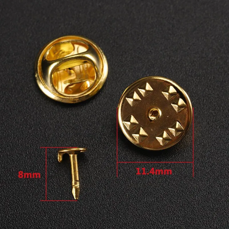 50Sets/lot Squeeze Badge Holder Butterfly Clasp Pin Back Brooch Clutch Care Cap Nail Tie Back Stoppers Rhodium Jewelry Findings