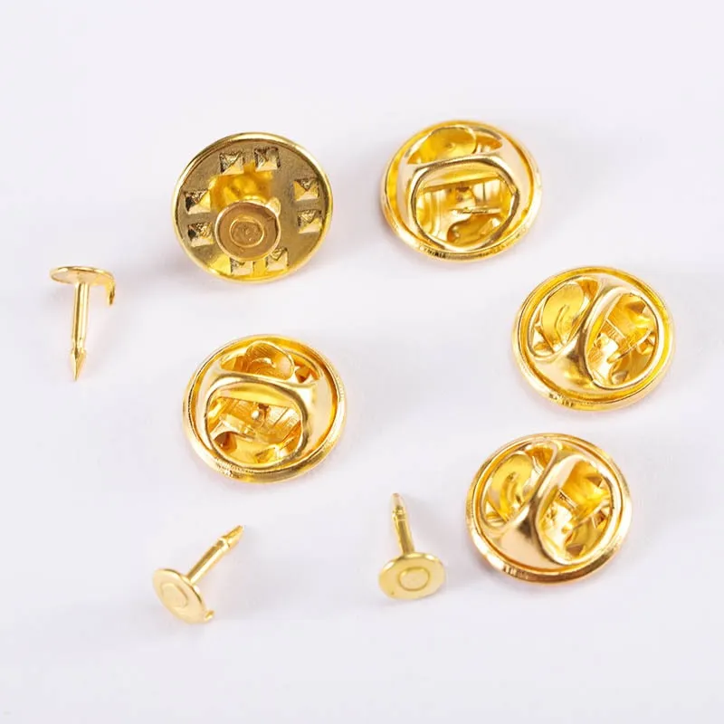 50Sets/lot Squeeze Badge Holder Butterfly Clasp Pin Back Brooch Clutch Care Cap Nail Tie Back Stoppers Rhodium Jewelry Findings