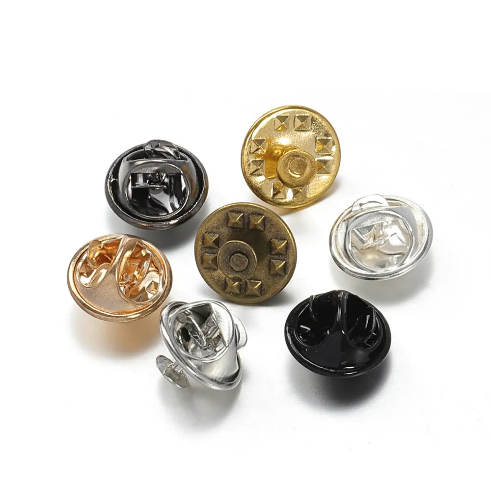 50Sets/lot Squeeze Badge Holder Butterfly Clasp Pin Back Brooch Clutch Care Cap Nail Tie Back Stoppers Rhodium Jewelry Findings
