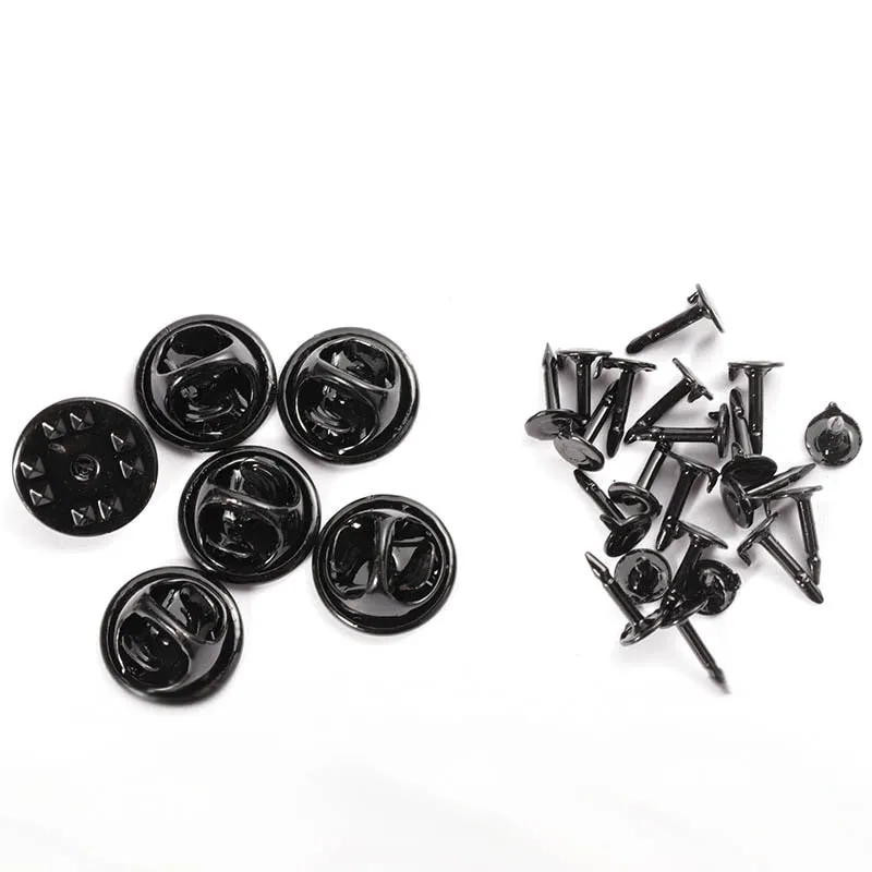 50Sets/lot Squeeze Badge Holder Butterfly Clasp Pin Back Brooch Clutch Care Cap Nail Tie Back Stoppers Rhodium Jewelry Findings
