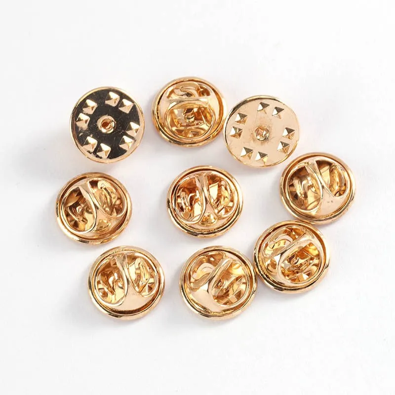 50Sets/lot Squeeze Badge Holder Butterfly Clasp Pin Back Brooch Clutch Care Cap Nail Tie Back Stoppers Rhodium Jewelry Findings