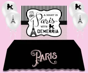 A Night In Paris Birthday Backdrop - FREE SHIPPING