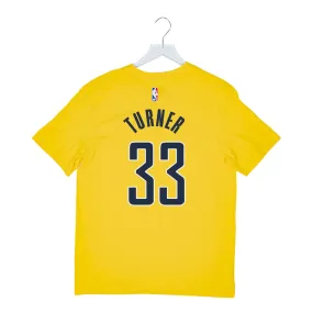 Adult Indiana Pacers #33 Myles Turner Statement Name and Number T-shirt in Gold by Jordan