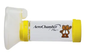 Aerochamber Plus spacer device, Child, Meduim, Yellow,with face mask, Latex free