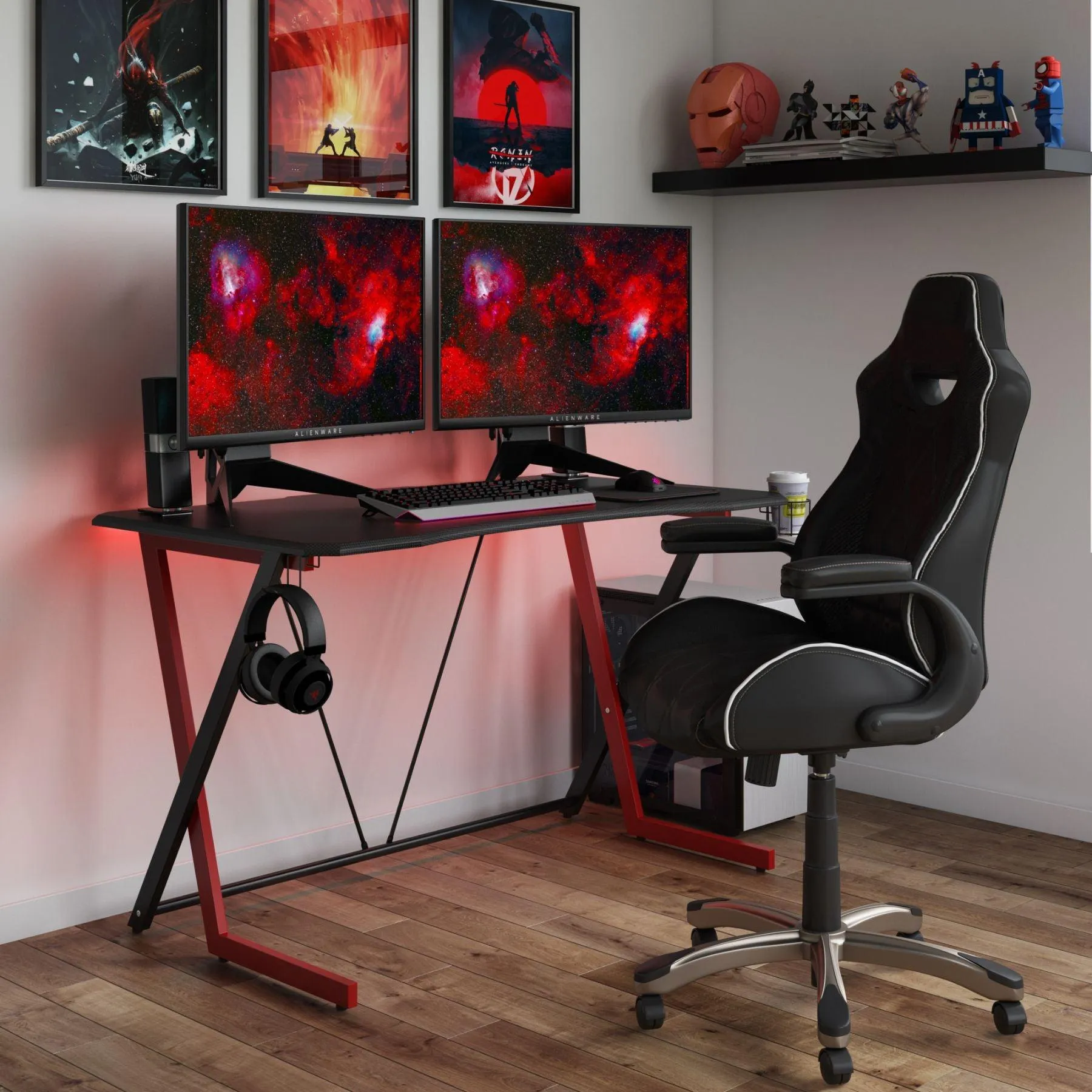Alphason Phantom Gaming Desk - Black & Red | AW9200