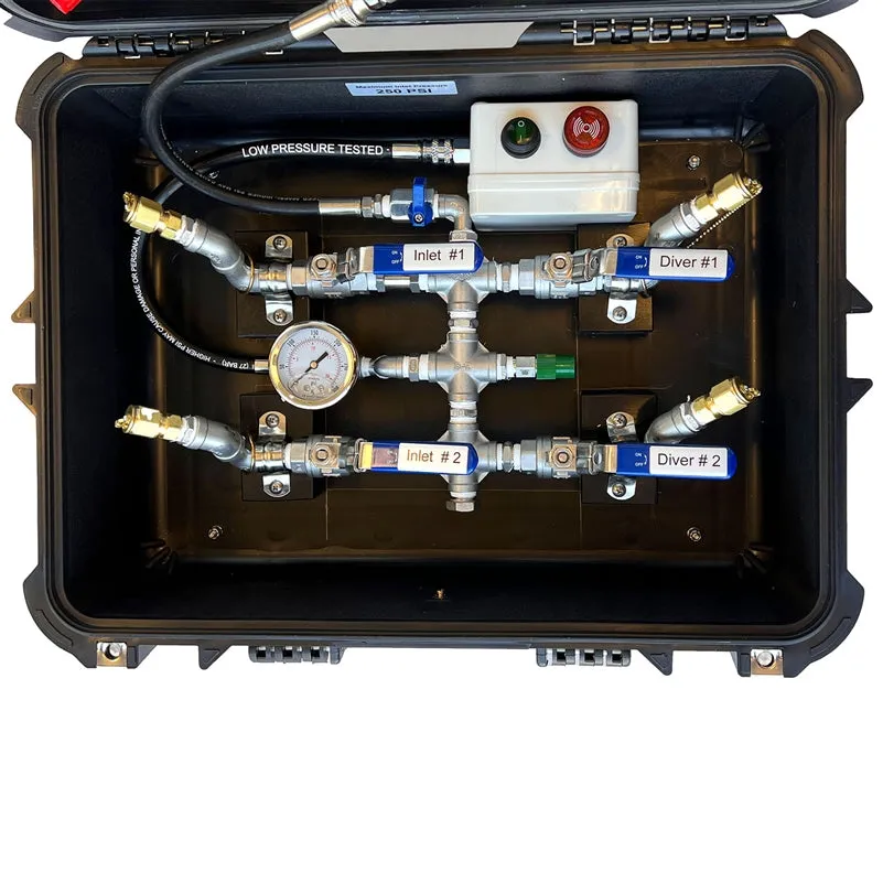 American Diving Supply Low Pressure 2 Diver Air Control Box w/ Low Pressure Alarm