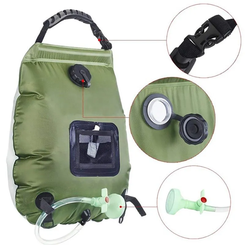 Angel Decoration 20L Portable Outdoor Travel Shower Heating Pipe Bag Solar Powered Water Heater