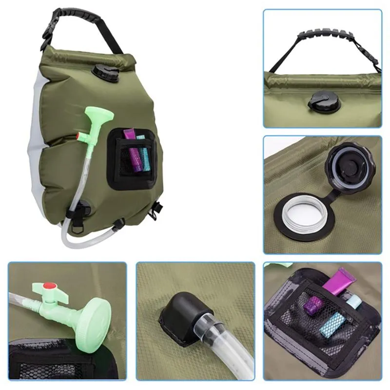 Angel Decoration 20L Portable Outdoor Travel Shower Heating Pipe Bag Solar Powered Water Heater