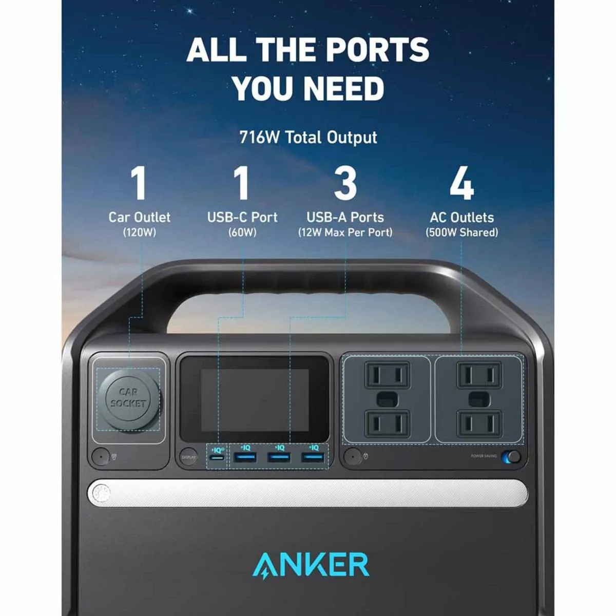 Anker PowerHouse 535 Portable Power Station - 512Wh/500W
