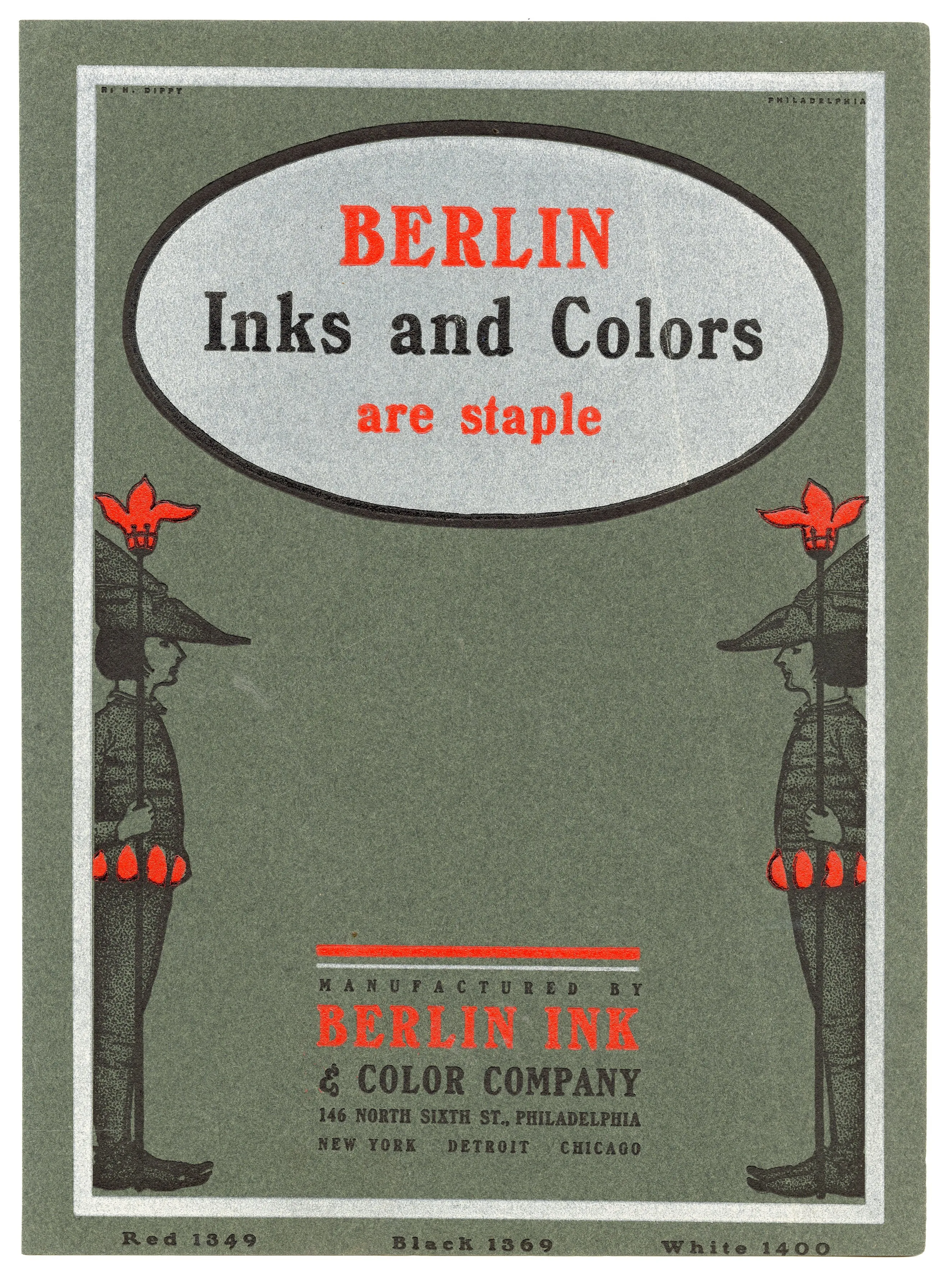 Antique Berlin Ink and Color Company Printer's Sample Advertisement
