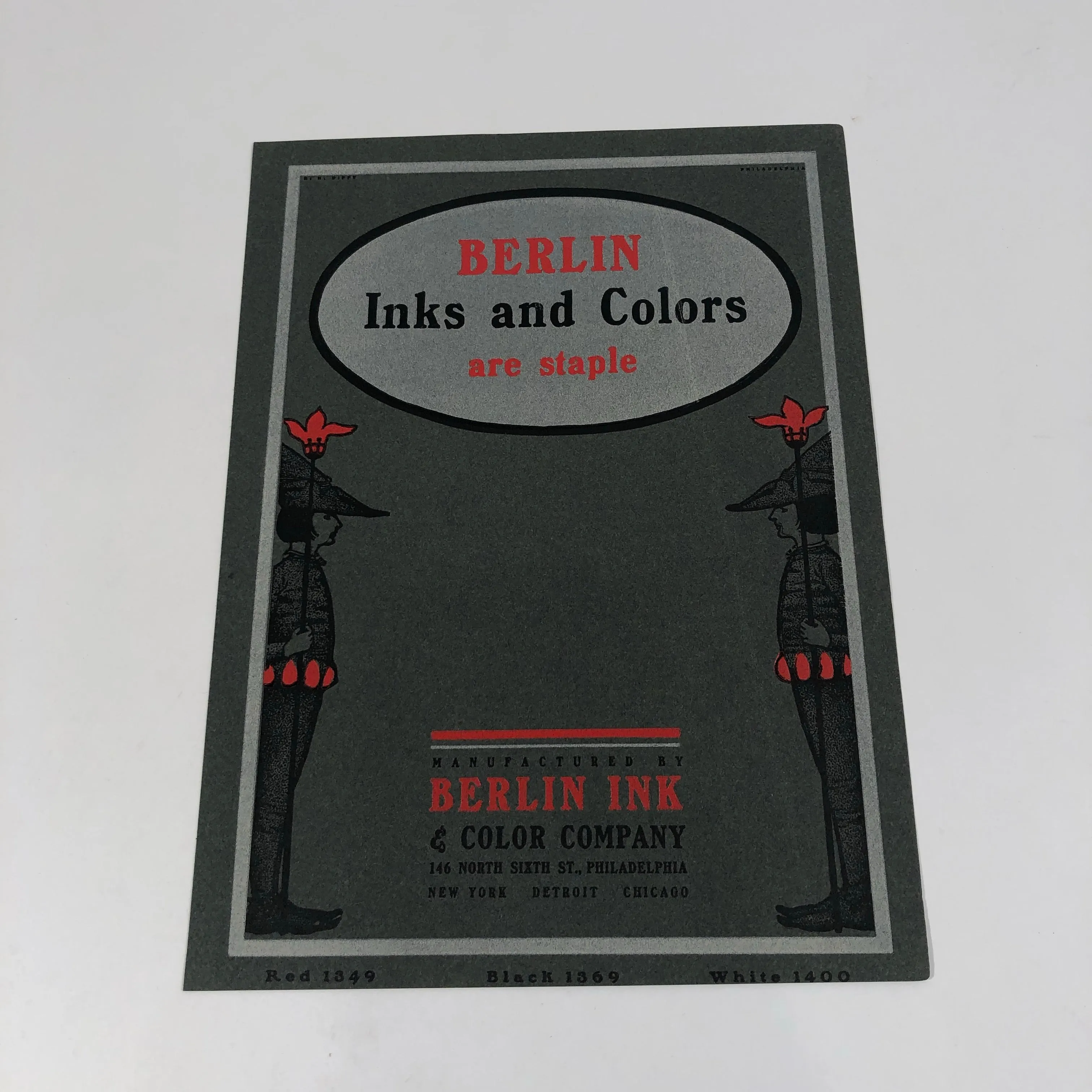 Antique Berlin Ink and Color Company Printer's Sample Advertisement