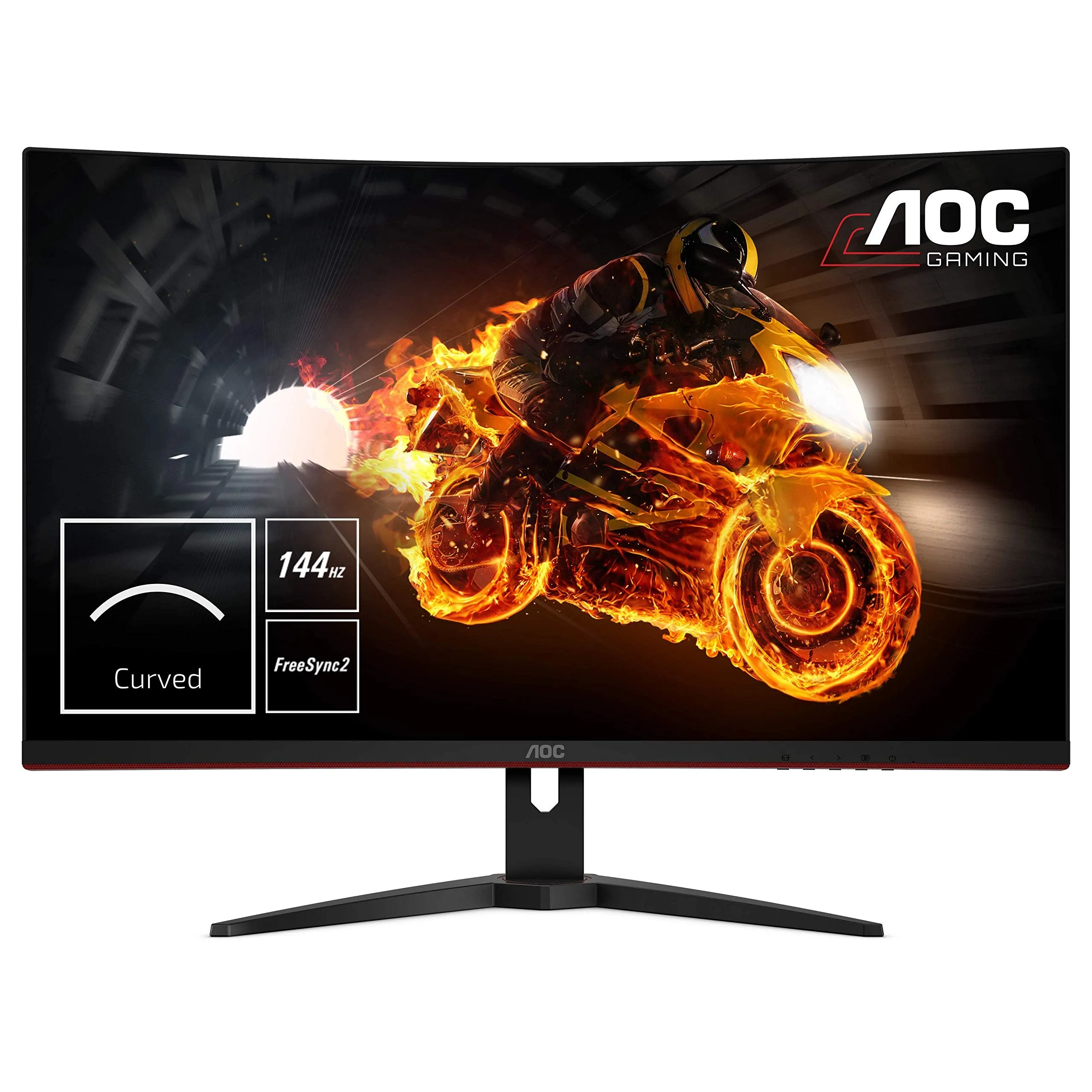 AOC C24G1 24" Curved Frameless Gaming Monitor, FHD 1080p, 1500r VA Panel, 1ms MPRT 144Hz, FreeSync, DP/HDMI/VGA, Height Adjustable, VESA, 3-Year Zero Dead Pixels